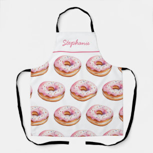 Delantal Patrón de donut acuático de nombre personalizado d