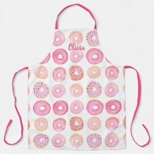 Delantal Patrón de donut rosa personalizado