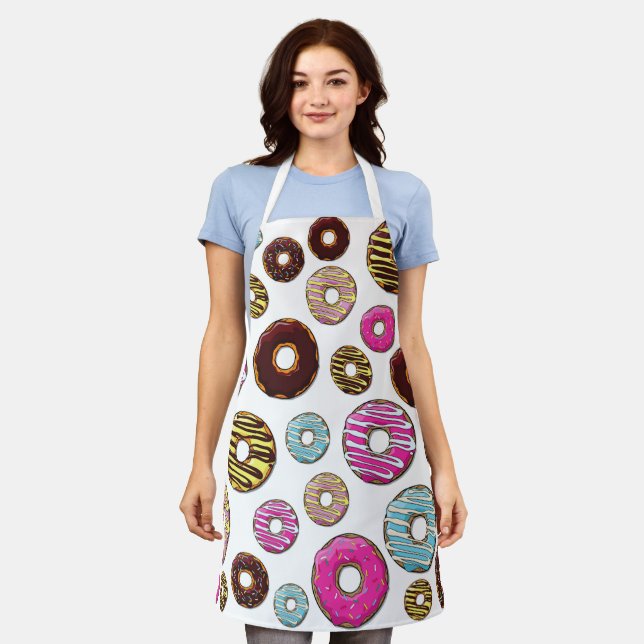 Delantal Patrón De Donuts, Donuts Coloridos, Espolvorines (Gastado)
