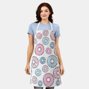 Delantal Patrón De Donuts, Donuts Rosados, Donuts Azules