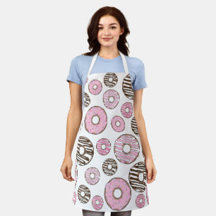 Delantal Patrón De Donuts, Donuts Rosados, Donuts Blancos