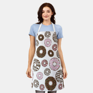 Delantal Patrón De Donuts, Donuts Rosados, Donuts Marrones