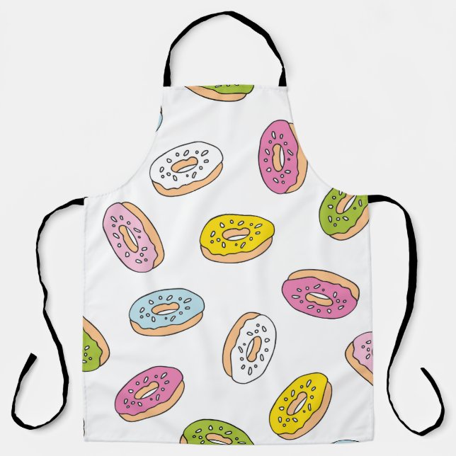 Delantal Patrón de donuts Doodle, diseño sin fisuras. (Anverso)