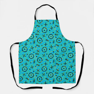 Delantal Patrón de Doodle Azul Retro Neon de 80/90