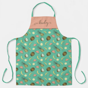 Delantal Patrón de doodle de frutas tropicales