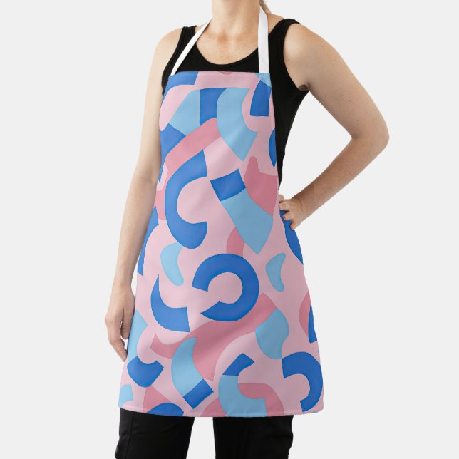 Delantal Patrón de Doodle rosa y azul (in situ)