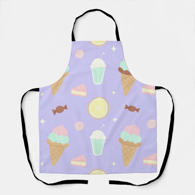 Delantal Patrón de dulces de helado Kawaii (Anverso)