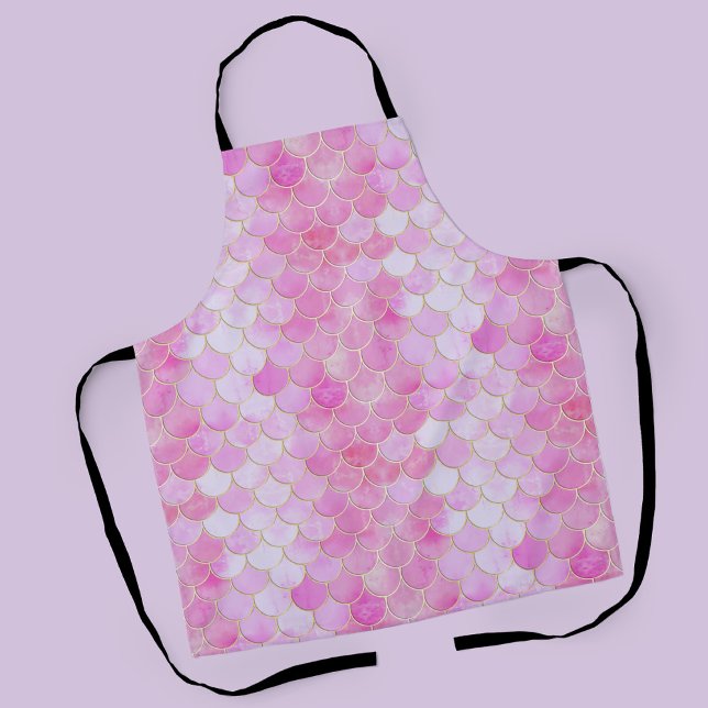 Delantal Patrón de escala de sirena para pasteles rosados y (Pink Mermaid Scale Pattern Apron)