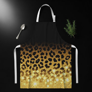 Delantal Patrón de estampado de leopardo con brillo dorado