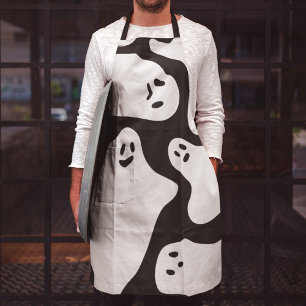 Delantal Patrón de fantasmas de Halloween blanco espeluznan