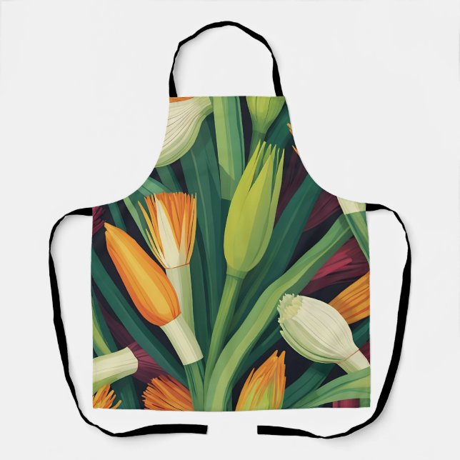 Delantal Patrón de Flor de Cebolla Vibrante (Anverso)