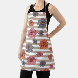 Delantal Patrón de flor de color retro
