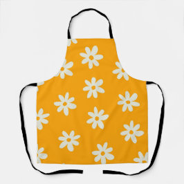 Delantal Patrón de flor Y2K del retro blanco amarillo