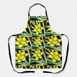 Delantal Patrón de flores amarillas y valiosas