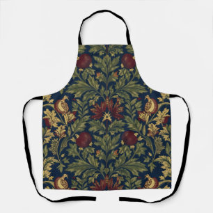 Delantal Patrón de flores de granada naval William Morris