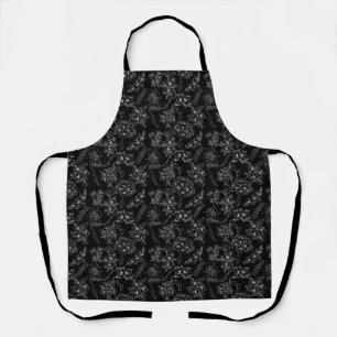 Delantal Patrón de flores planas 01b Negro BG