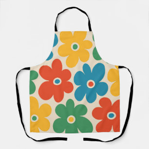 Delantal Patrón de flores retro coloridas