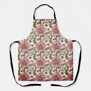 Delantal Patrón de flores rosadas