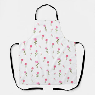 Delantal patrón de flores rosadas