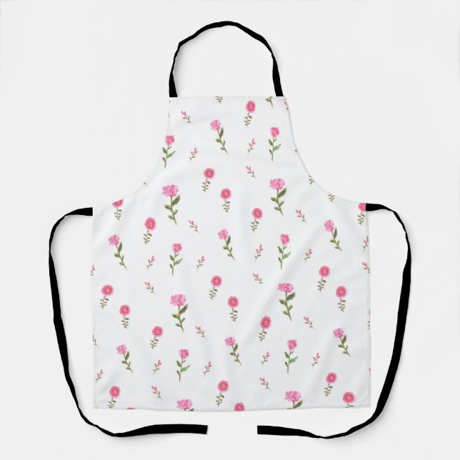 Delantal patrón de flores rosadas (Anverso)