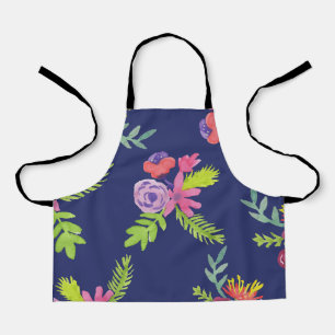 Delantal Patrón de flores silvestres acuarela