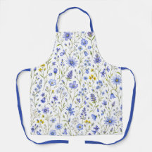 Patrón de flores silvestres acuarela azul amarillo