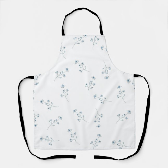 Delantal Patrón de flores silvestres azules (Anverso)