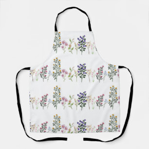 Delantal Patrón de flores silvestres de verano colorido