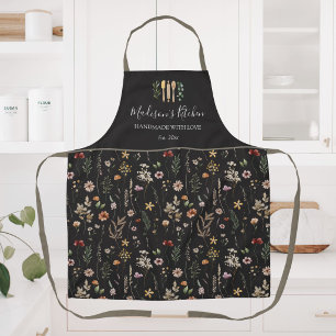 Delantal Patrón de flores silvestres florales bonitas acuar