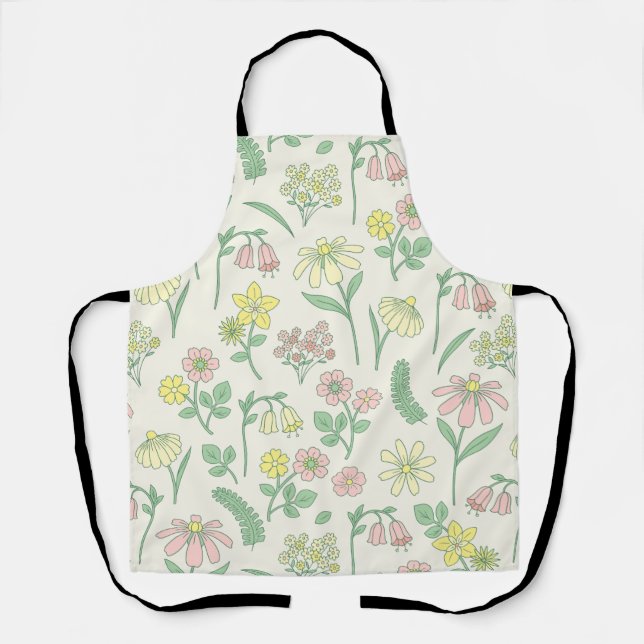 Delantal Patrón de flores silvestres pastel adorable  (Anverso)