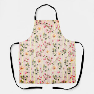 Delantal Patrón de franja floral rosa suave