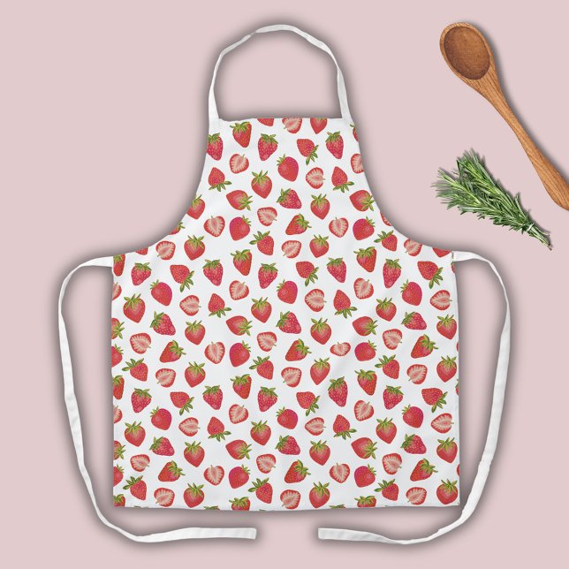 Delantal Patrón de fresa divertida (Strawberry Pattern kitchen apron)