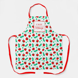 Delantal Patrón de fresa personalizado Chef femenino
