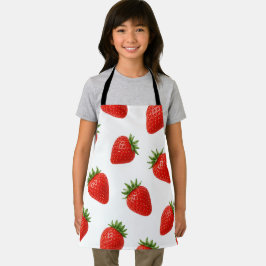 Delantal Patrón de Fresa Sin Costuras Diseño de Fruta Roja