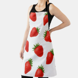 Delantal Patrón de Fresa Sin Costuras Fruta Roja Adorable 