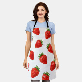 Delantal Patrón de Fresa Sin Costuras Fruta Roja Adorable