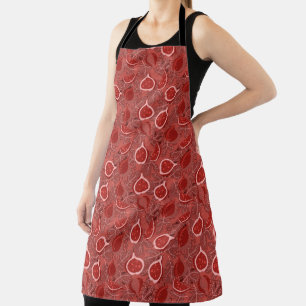 Delantal Patrón de fruta de higo hermoso rojo