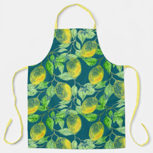 Delantal Patrón de fruta de limón amarillo verde