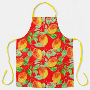 Delantal Patrón de fruta limón rojo amarillo