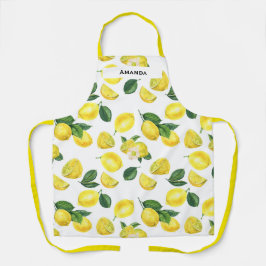 Delantal Patrón de frutas color agua de los lemas amarillos