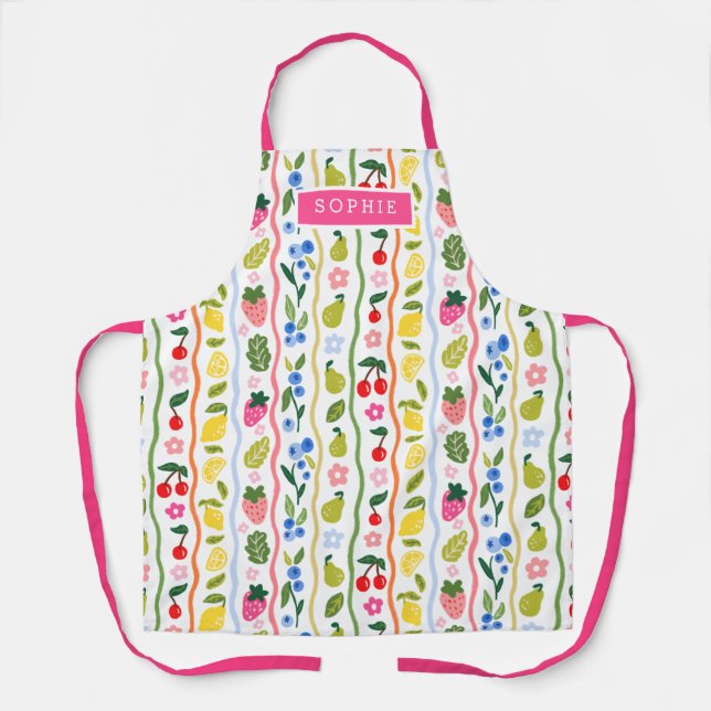 Delantal Patrón de frutas Comida Verano Elegante Con estilo (Anverso)