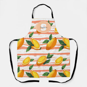 Delantal Patrón de frutas de mango con hojas verdes