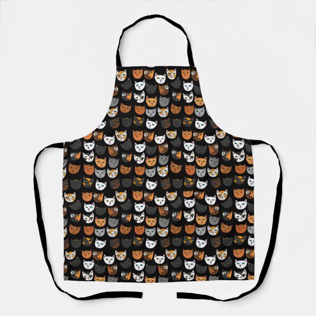 Delantal Patrón de gatitos en todas partes (Anverso)