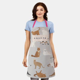 Delantal Patrón de gato con encanto monograma Amantes de ga