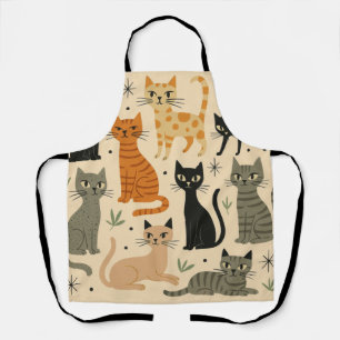 Delantal Patrón de gato retro vintage de los años 50