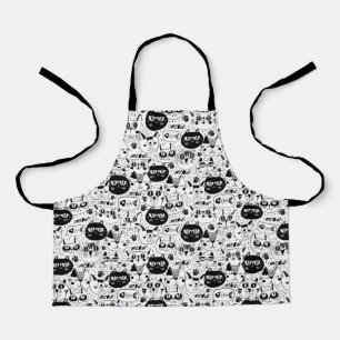 Delantal Patrón de gatos blancos negros