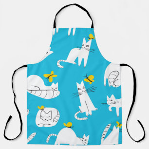 Delantal Patrón de gatos y mariposas de juego