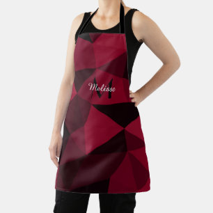 Delantal Patrón de geometría negra rosa magenta roja Monogr