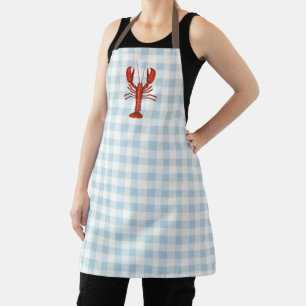 Delantal Patrón De Gingham Azul De Langosta En Todo Ápron