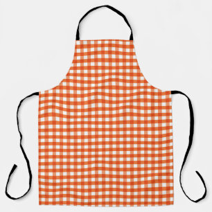 Delantal Patrón de Gingham blanco y naranja